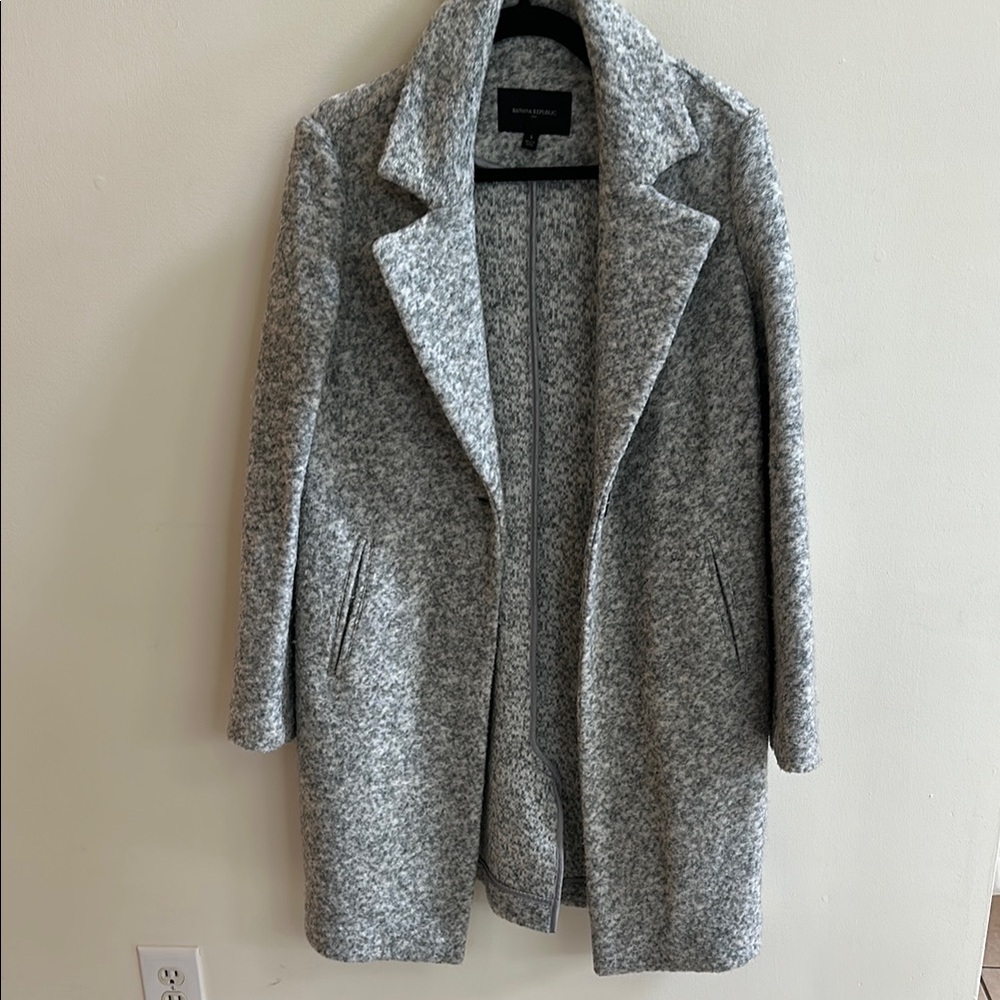 Banana Republic S Gray Trench Coat Wool-Blend Mid-Length